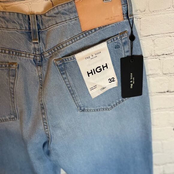 RAG AND BONE Alex Non stretch High Waist Straight Leg Fly buttons Jeans - Picture 8 of 14